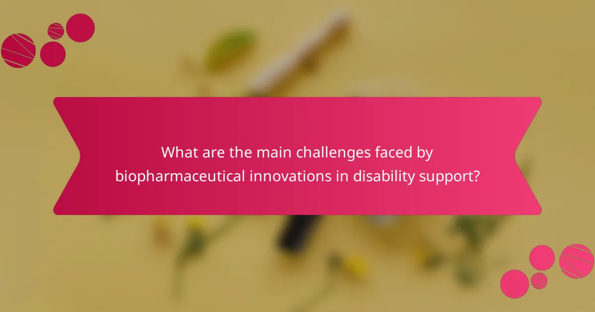 What are the main challenges faced by biopharmaceutical innovations in disability support?