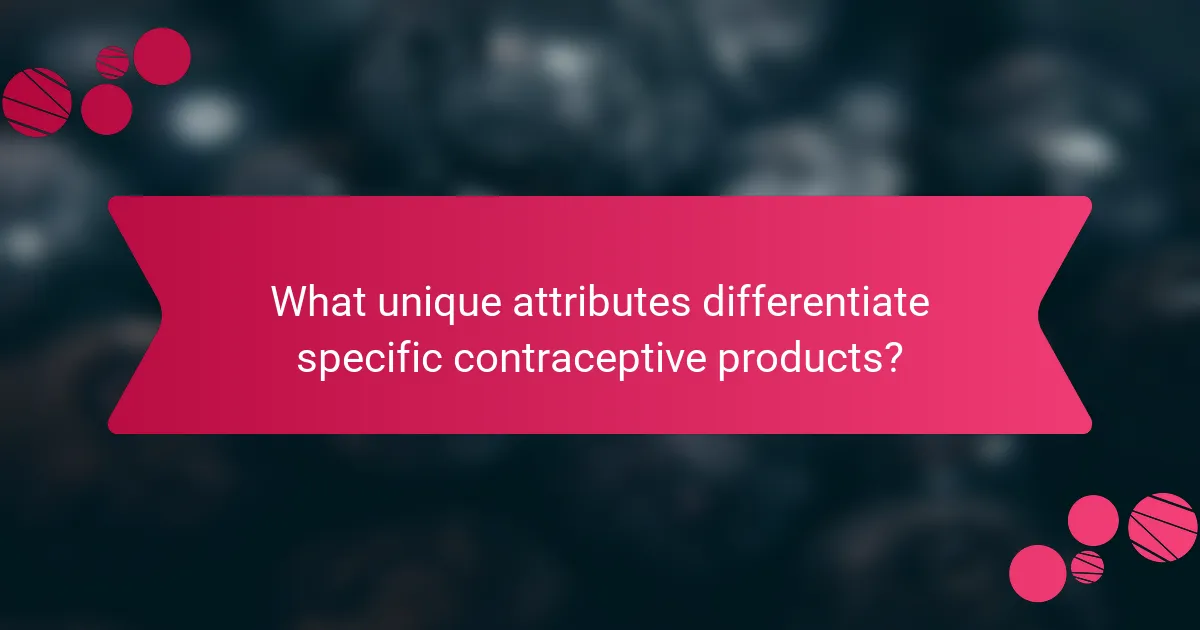 What unique attributes differentiate specific contraceptive products?