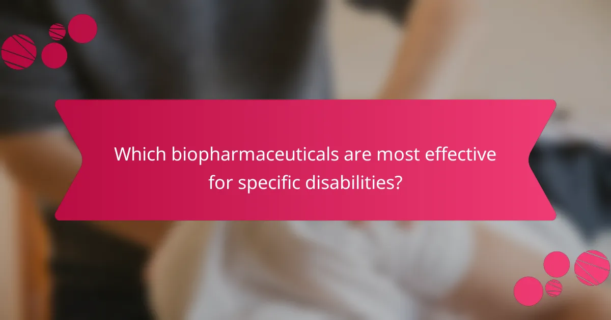 Which biopharmaceuticals are most effective for specific disabilities?